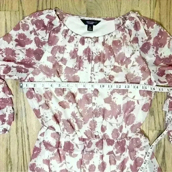 Simply Vera Vera Wang Ruffled Chiffon Drop-Waist Dress Size XS - Picture 3 of 14